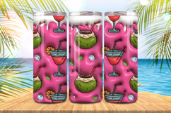 3D Puff margarita &amp; coconut Summer Tumbler Wrap PNG Sublimat Product Image 1