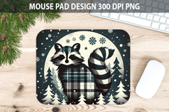 Christmas Raccoon Mouse Pad Sublimation - Animal PNG Design Product Image 1