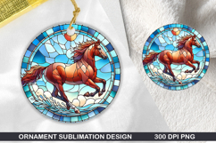 Horse Stained Glass Ornament PNG, Sublimation PNG Design Product Image 1
