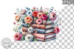 Books Flowers Sublimation- Clipart PNG Design Product Image 1