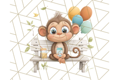 Zoo Monkeys Clipart, Cute Cartoon Jungle Monkeys PNG Product Image 4