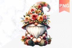 Floral Gnome Sublimation - Gnome Clipart Design Product Image 1