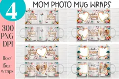 Mom Photo Mug Wrap PNG for sublimation, Mother's day mug PNG Product Image 1