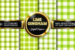 Lime Gingham Digital Papers - 04 Variations Product Image 1