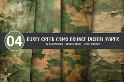 Rusty Green Camo Grunge Digital Paper Product Image 1