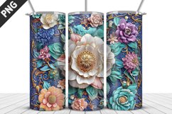 3D Flowers Tumbler Wrap | Sublimation Design | Tumble PNG Product Image 5
