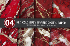 Red Gold Ruby Marble Digital Paper Product Image 1