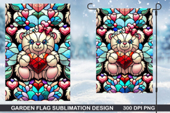 Bear Garden Flag Sublimation| Flower Garden Flag PNG Product Image 1