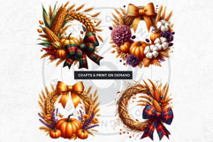 Autumn Harvest Wreaths Cliparts - Rustic Fall &amp; Thanksgiving Product Image 5