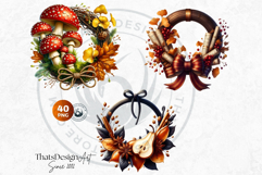Autumn Harvest Wreaths Cliparts - Rustic Fall &amp; Thanksgiving Product Image 7