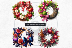 Autumn Harvest Wreaths Cliparts - Rustic Fall &amp; Thanksgiving Product Image 9