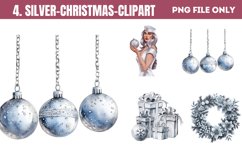 Silver Christmas Clipart Sublimation PNG Product Image 1