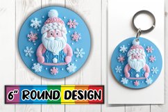 Christmas Round Design Sublimation 3D Santa Claus Keychain Product Image 1