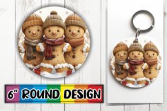 Festive Round Design Keychain Gingerbread Holiday Product Image 1