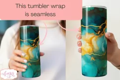 Teal marble tumbler wrap sublimation PNG, Alcohol ink PNG Product Image 3