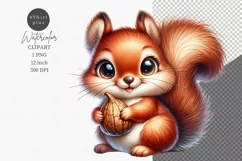 Woodlan animals clipart, Squirrel clipart, Cute animals Product Image 1