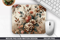 Flowers Mouse Pad Sublimation, Autumn Mouse Pad PNG Design Product Image 1