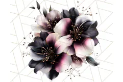 Gothic Floral PNG, Dark Aesthetic Flowers Clipart Print Product Image 4