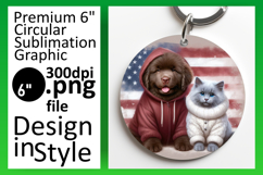 Dynamic Round Design PNG Keychain , Dog and cat Product Image 1