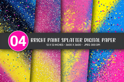 Bright Paint Splatter Digital Paper Product Image 1