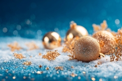 Glitter Christmas Balls Background, Blue Background Product Image 1