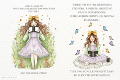 Hand-drawn Easter Reading Girl Clipart Product Image 2