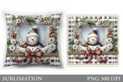 Cute Snowman Pillow Sublimation. Christmas Pillow Design Product Image 1
