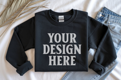 Black Gildan 18000 Folded Flat Lay Mockups Product Image 1