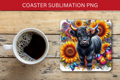 square coaster - black highland cow Product Image 1