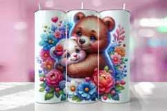 Valentine's Day Bear Tumbler Wrap Sublimation Design Product Image 1