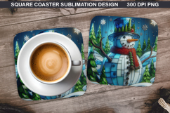Snowman Coaster Sublimation, Christmas Coaster PNG Design Product Image 1