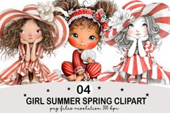 Girl Summer Spring Clipart png Watercolor png Product Image 1
