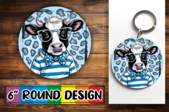 Enchanted Keychain Circle Design PNG, Cute Cow Product Image 1