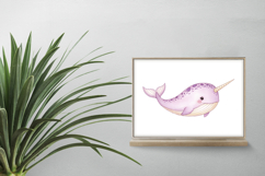 Cute Narwhal Unicorn Whale Ocean Horn PNG Summer dolphin Product Image 2