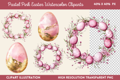 Pastel Pink Easter Watercolor Clipart PNG Product Image 1