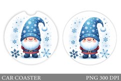 Christmas Gnome Car Coaster. Christmas Car Coaster Design Product Image 1