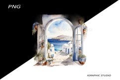 Greece summer clipart, Mediterranean Vacation Clipart Product Image 1