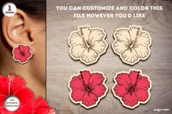 Hibiscus Flower Earrings Laser Cut | Jewerly | SVG Product Image 1