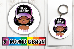 Whimsical Keychain Circle Sublimation, Black Woman Product Image 1
