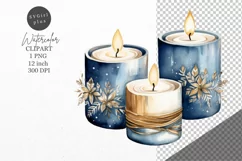 Christmas clipart, Candle clipart, Blue Christmas Product Image 1