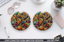 Witch Car Coaster Sublimation |Halloween Coaster PNG Product Image 1