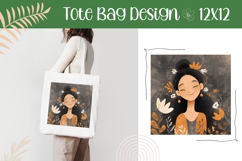 Cartoon Girl Illustration, Cartoon Girl Tote Bag Design Product Image 1