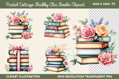 Pastel Cottage Shabby Chic Books Clipart PNG Product Image 1