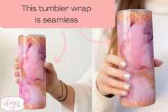 Pink 20 oz tumbler PNG for sublimation | Alcohol ink glitter Product Image 3