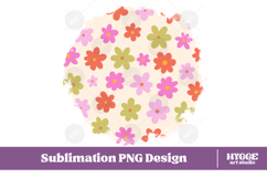 Retro Flowers Background Png Floral Paper Sublimation Splash Product Image 1