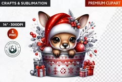 Watercolor Christmas animal Clipart, Baby kangaroo clipart Product Image 1