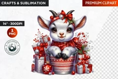 Christmas animal Clipart, Baby Goat sublimation, Goat PNG Product Image 1