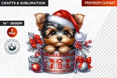 Yorkshire, Christmas Clipart, Baby Dog sublimation, Puppy Product Image 1