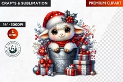 Christmas animal Clipart, Baby Sheep sublimation, PNG Product Image 1