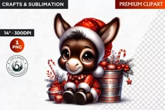 Donkey clipart, Christmas Clipart, Baby Donkey, bucket Product Image 1